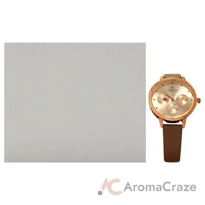Picture of CRB015 La Basic - Rose Gold-Brown Leather Strap Watch by Charlotte Raffaelli for Women - 1 Pc Watch
