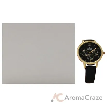 Picture of CRB016 La Basic - Gold-Black Leather Strap Watch by Charlotte Raffaelli for Women - 1 Pc Watch