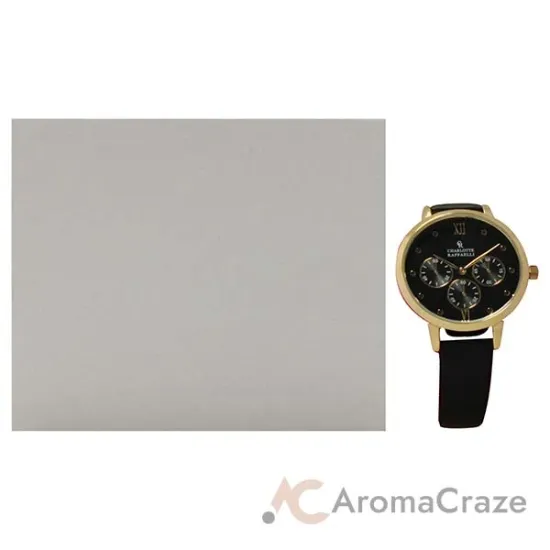 Picture of CRB016 La Basic - Gold-Black Leather Strap Watch by Charlotte Raffaelli for Women - 1 Pc Watch