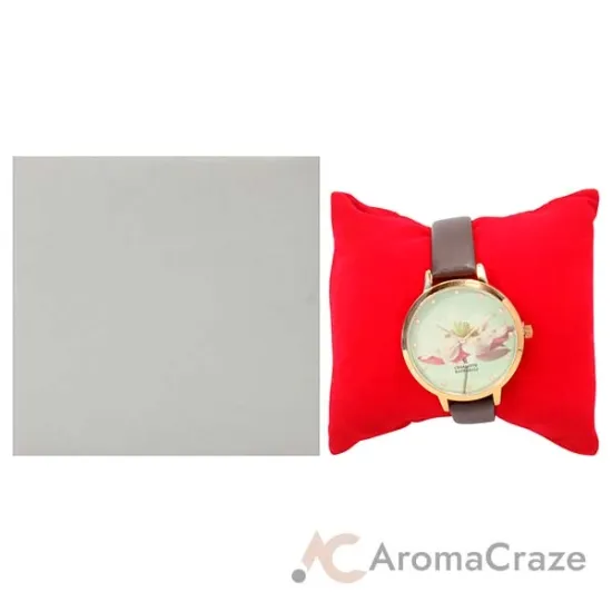 Picture of CRF009 La Florale - Rose Gold-Brown Leather Strap Watch by Charlotte Raffaelli for Women - 1 Pc Watch