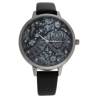 Picture of CRR001 La Romance - Silver/Black Leather Strap Watch by Charlotte Raffaelli for Women - 1 Pc Watch