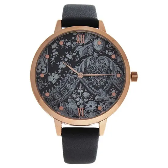 Picture of CRR003 La Romance - Rose Gold/Black Leather Strap Watch by Charlotte Raffaelli for Women - 1 Pc Watch