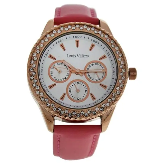 Picture of LV2079 Rose Gold/Pink Leather Strap Watch by Louis Villiers for Women - 1 Pc Watch