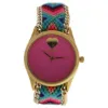 Picture of MSHHIPC Hindi Heart - Gold/Pink Nylon Strap Watch by Manoush for Women - 1 Pc Watch