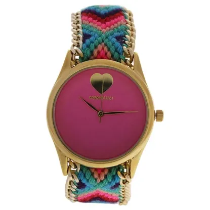 Picture of MSHHIPC Hindi Heart - Gold/Pink Nylon Strap Watch by Manoush for Women - 1 Pc Watch