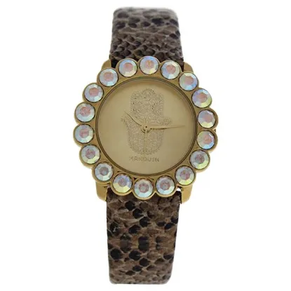 Picture of MSHSCGL Scarlett - Gold Crocodile Leather Strash Watch by Manoush for Women - 1 Pc Watch
