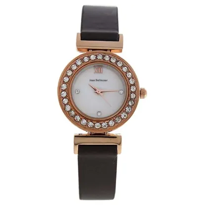 Picture of REDL2 Rose Gold/Brown Leather Strap Watch by Jean Bellecour for Women - 1 Pc Watch