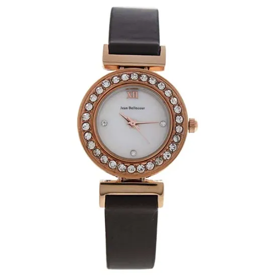 Picture of REDL2 Rose Gold/Brown Leather Strap Watch by Jean Bellecour for Women - 1 Pc Watch