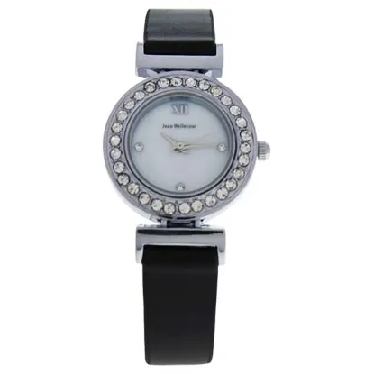 Picture of REDL3 Silver/Black Leather Strap Watch by Jean Bellecour for Women - 1 Pc Watch