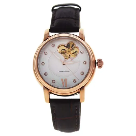 Picture of REDM1 Rose Gold/Brown Leather Strap Watch by Jean Bellecour for Women - 1 Pc Watch