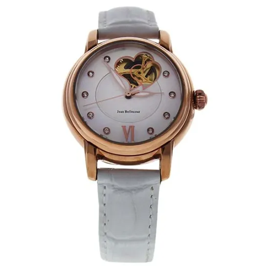 Picture of REDM2 Rose Gold/White Leather Strap Watch by Jean Bellecour for Women - 1 Pc Watch