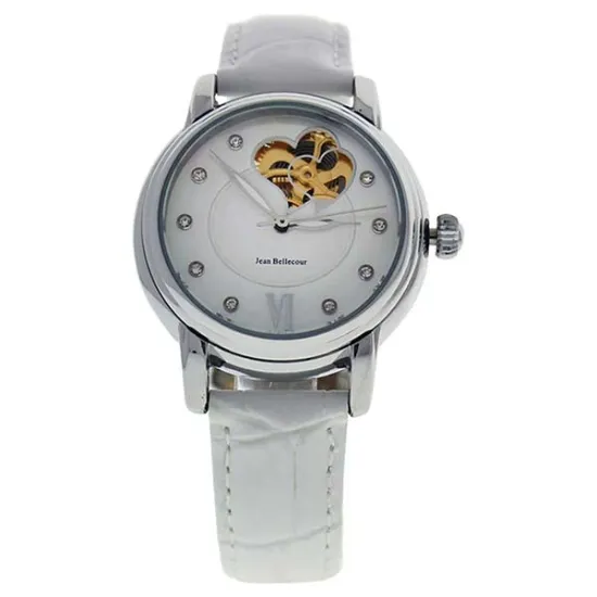 Picture of REDM3 Silver/White Leather Strap Watch by Jean Bellecour for Women - 1 Pc Watch