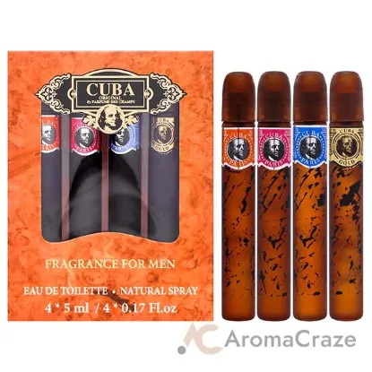 Picture of Cuba by Cuba for Men - 4 Pc Mini Gift Set 0.17oz Cuba Gold EDT Splash (Mini), 0.17oz Cuba Red EDT Splash (Mini), 0.17oz Cuba Blue EDT Splash (Mini), 0.17oz Cuba Orange EDT Splash (Mini)