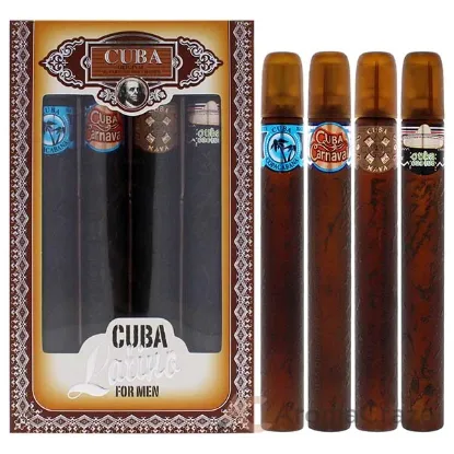 Picture of Cuba Latino Collection by Cuba for Men - 4 Pc Gift Set 1.17oz Cuba Copacabana EDT Spray, 1.17oz Cuba Maya EDT Spray, 1.17oz Cuba Carnaval EDT Spray, 1.17oz Cuba Cactus EDT Spray