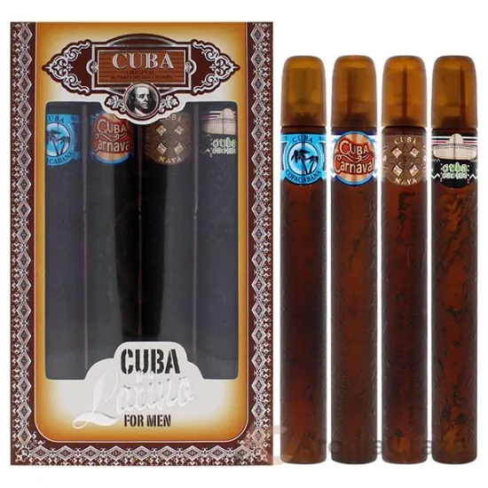 Picture of Cuba Latino Collection by Cuba for Men - 4 Pc Gift Set 1.17oz Cuba Copacabana EDT Spray, 1.17oz Cuba Maya EDT Spray, 1.17oz Cuba Carnaval EDT Spray, 1.17oz Cuba Cactus EDT Spray