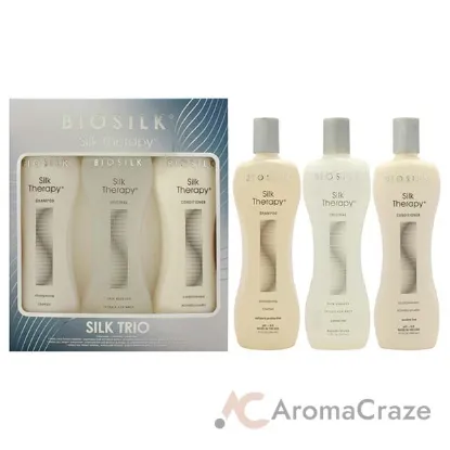 Picture of Silk Therapy Trio Set by Biosilk for Unisex - 3 Pc 12oz Biosilk Therapy Shampoo, 12oz Biosilk Therapy Conditioner, 12oz Biosilk Therapy Treatment