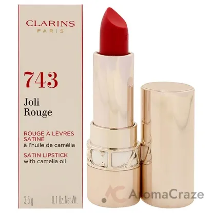 Picture of Joli Rouge Satin Lipstick - 743 Cherry Red by Clarins for Women - 0.1 oz Lipstick (Refillable)