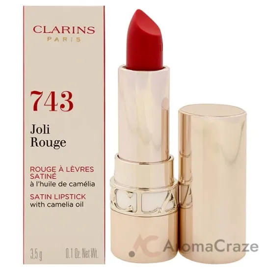 Picture of Joli Rouge Satin Lipstick - 743 Cherry Red by Clarins for Women - 0.1 oz Lipstick (Refillable)