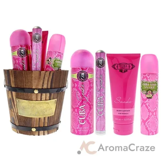 Picture of Cuba Jungle Snake by Cuba for Women - 4 Pc Gift Set 3.3oz EDP Spray, 1.17oz EDP Spray, 6.76oz Body Spray, 6.6oz Body Lotion