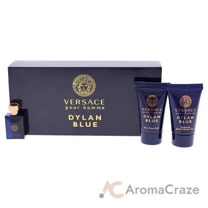 Picture of Dylan Blue by Versace for Men - 3 Pc Mini Gift Set 0.17oz EDT Splash, 0.8oz Perfumed Bath & Shower Gel, 0.8oz After Shave Balm