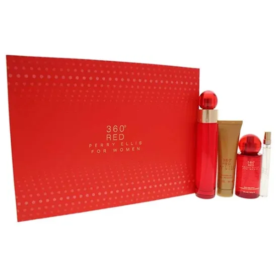 Picture of 360 Red by Perry Ellis for Women - 4 Pc Gift Set 3.4oz EDP Spray, 0.33oz EDP Spray, 4oz Body Mist Spray, 3oz Shower Gel