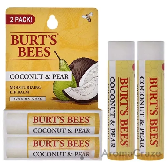 Picture of Coconut and Pear Moisturizing Lip Balm Twin Pack by Burts Bees for Unisex - 2 x 0.15 oz Lip Balm