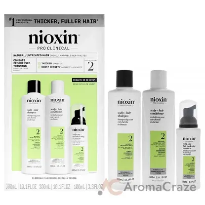 Picture of System 2 Kit by Nioxin for Unisex - 3 Pc 10.1oz Cleanser Shampoo, 10.1 oz Scalp Therapy Conditioner, 3.38oz Scalp and Hair Treatment