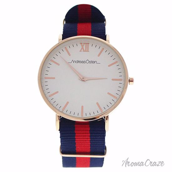 Andreas Osten AO-59 Somand Rose Gold/Navy Blue-Red Nylon Str