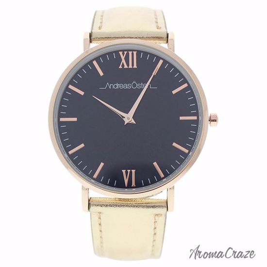 Andreas Osten AO-187 Hygge Gold/Black Leather Strap Watch fo