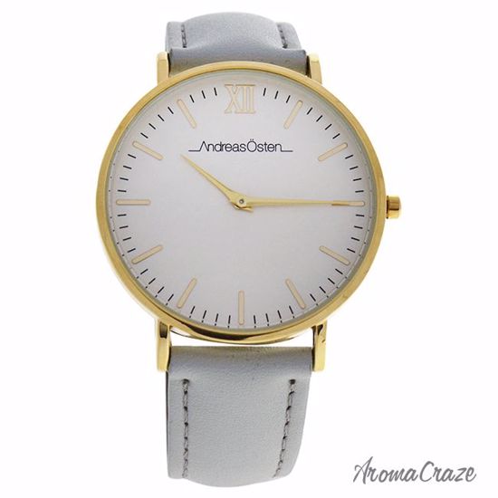 Andreas Osten AO-163 Gold/Gray Leather Strap Watch for Women