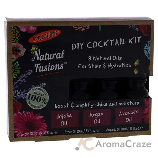 Picture of Natural Fusions Shine and Hydration DIY Cocktail Kit by Palmers for Unisex - 3 x 0.33 oz Jojoba Oil, Argan Oil, Avocado Oil