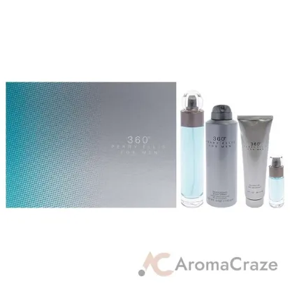 Picture of 360 by Perry Ellis for Men - 4 Pc Gift Set 3.4oz EDT Spray, 6oz Deodorizing Body Spray, 3.0oz Shower Gel, 0.25oz EDT Spray