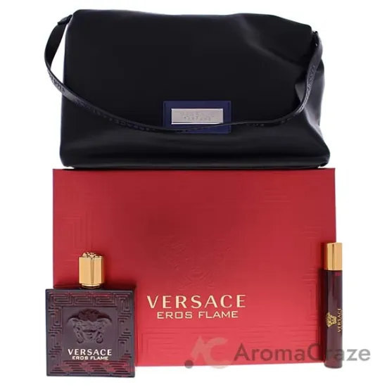 Picture of Eros Flame by Versace for Men - 3 Pc Gift Set 3.4oz EDP Spray, 0.3oz EDP Spray, Trousse Man
