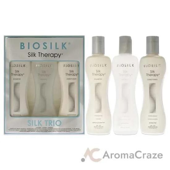 Picture of Silk Therapy Trio by Biosilk for Unisex - 3 Pc 7oz Silk Therapy Shampoo, 7oz Silk Therapy Conditioner, 7oz and Silk Therapy Original