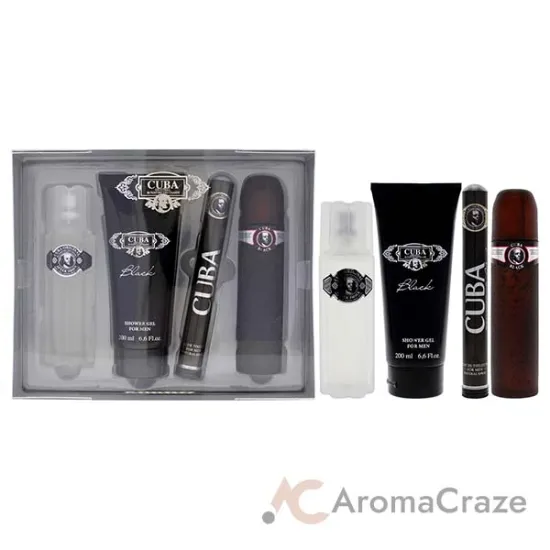 Picture of Cuba Black by Cuba for Men - 4 Pc Gift Set 3.3oz EDT Spray, 1.7oz EDT Spray, 3.3oz After Shave, 6.7oz Shower Gel