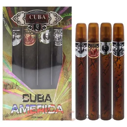 Picture of Cuba America by Cuba for Men - 4 Pc Gift Set 1.17oz EDT Spray Black, 1.17oz EDT Spray Green, 1.17oz EDT Spray Brown, 1.17oz EDT Spray Grey