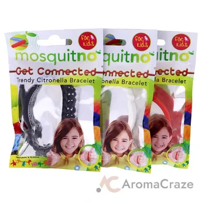 Picture of Get Connected Citronella Bracelet Set by Mosquitno for Kids - 3 Pc Bracelet Red, White, Black