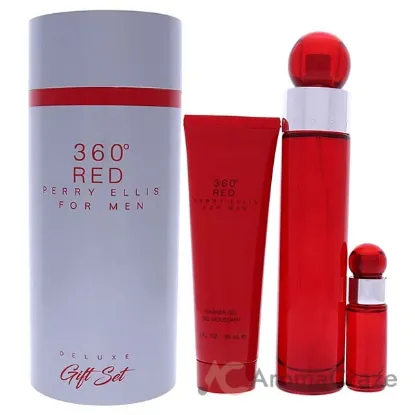 Picture of 360 Red by Perry Ellis for Men - 3 Pc Gift Set 3.4oz EDT Spray, 7.5ml EDT Mini Spray, 3oz Shower Gel