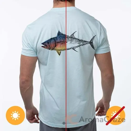Picture of Men Classic Crew Tee - Big Fish-Ice Blue by DelSol for Men - 1 Pc T-Shirt (Medium)