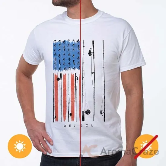 Picture of Men Classic Crew Tee - American Fly-White by DelSol for Men - 1 Pc T-Shirt (Small)