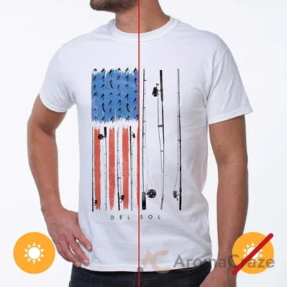 Picture of Men Classic Crew Tee - American Fly-White by DelSol for Men - 1 Pc T-Shirt (Large)