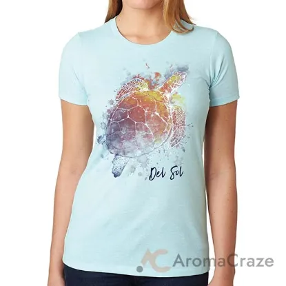 Picture of Girls Crew Tee - Turtle Splash-Ice Blue by DelSol for Women - 1 Pc T-Shirt (Small)