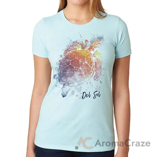 Picture of Girls Crew Tee - Turtle Splash-Ice Blue by DelSol for Women - 1 Pc T-Shirt (Small)