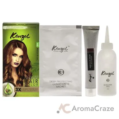Picture of Extra Gentle and Mild Permanent Hair Color - 4 Medium Brown by Kenzel for Women - 1 Application Hair Color