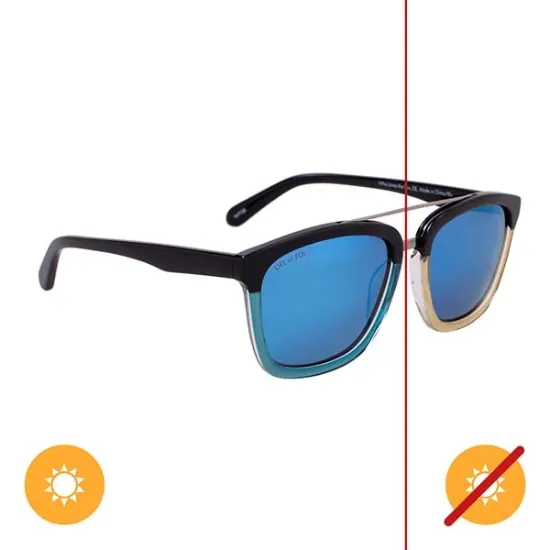Picture of Solize Who Loves the Sun - Black and Clear to Blue by DelSol for Unisex - 1 Pc Sunglasses