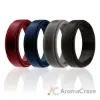 Picture of Silicone Wedding Ring - Step Edge Style Set by ROQ for Men - 4 x 7 mm Bordeaux, Black, Grey, Blue