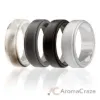 Picture of Silicone Wedding Ring - Step Edge Style Set by ROQ for Men - 4 x7 mm Marble, Black, Grey, Silver