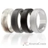 Picture of Silicone Wedding Ring - Step Edge Style Set by ROQ for Men - 4 x7 mm Marble, Black, Grey, Silver