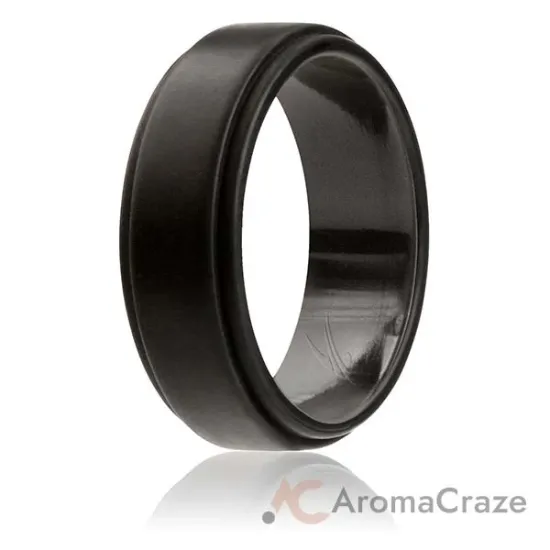 Picture of Silicone Wedding Ring - Step Edge Style - Black by ROQ for Men - 12 mm Ring