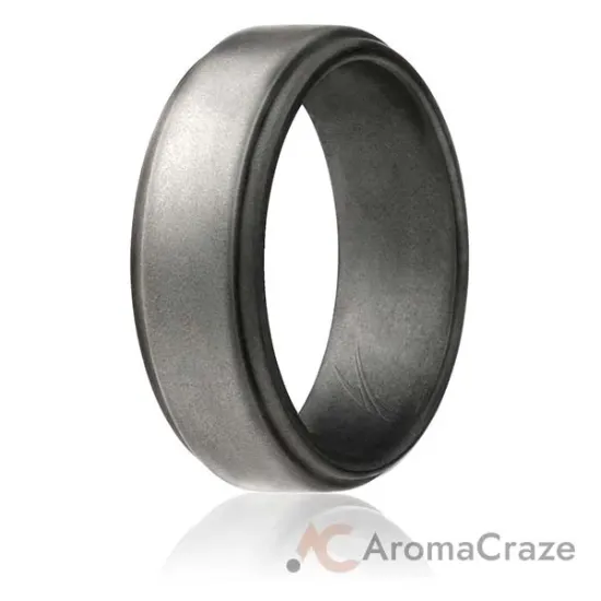 Picture of Silicone Wedding Ring - Step Edge Style - Platinum by ROQ for Men - 9 mm Ring